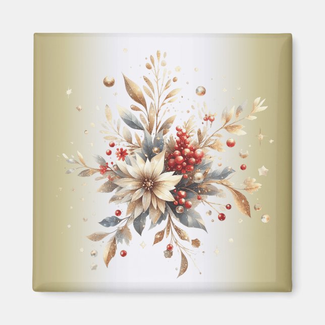 Modern Holiday Flowers Magnet (Front)