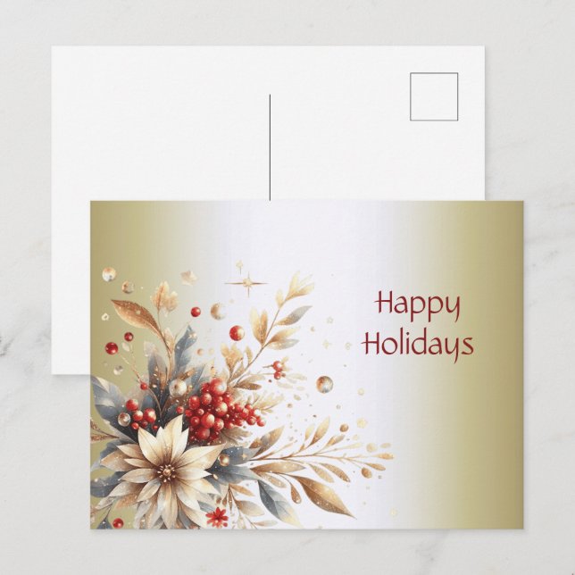 Modern Holiday Flowers Postcard (Front/Back)