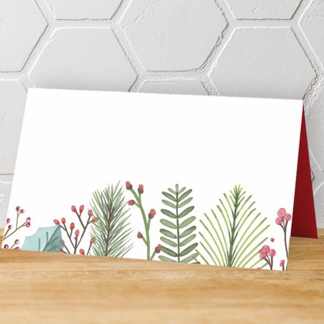 Modern Holiday Foliage | Holiday Place Card (Creator Uploaded)