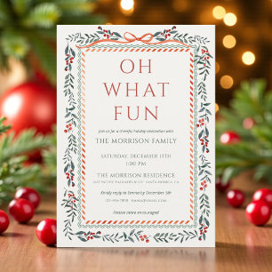 Modern Holiday Holly Christmas Party Invitation