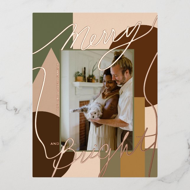 Modern Holiday Merry Bright Earth-tones Photo Geo (Front)