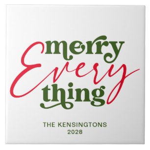 Modern Holiday Minimalist Merry Everything Ceramic Tile