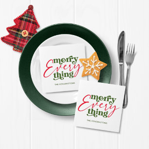 Modern Holiday Minimalist Merry Everything Napkin