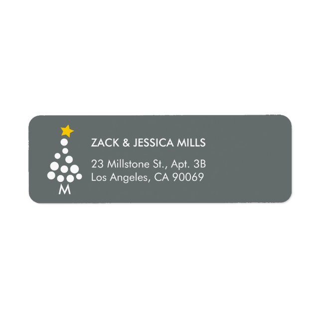 Modern Holiday Monogram Return Address Label (Front)