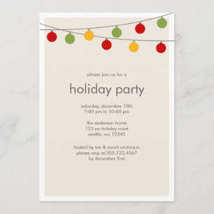 Modern Holiday Ornaments Dinner Party Invitation