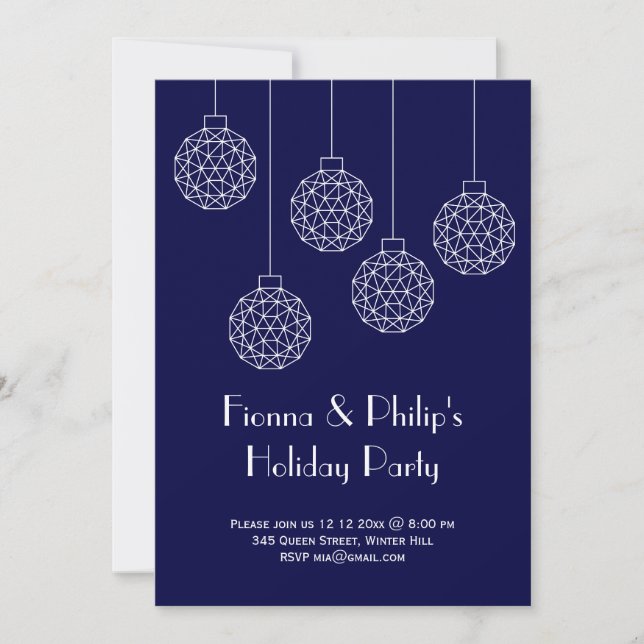 Modern Holiday Party Blue Invitation (Front)