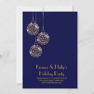 Modern Holiday Party Invitation - blue
