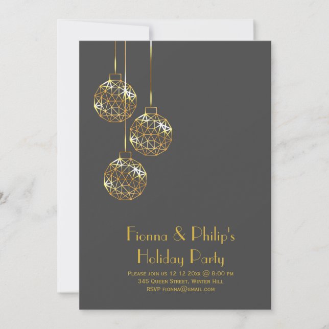 Modern Holiday Party Invitation - grey (Front)