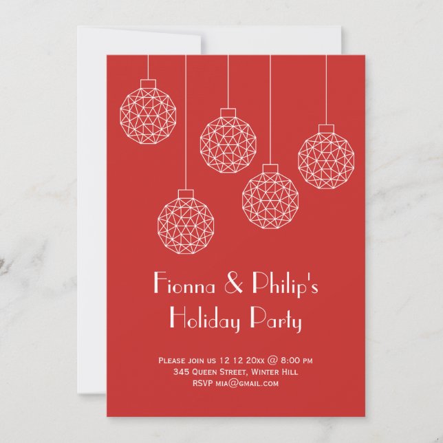 Modern Holiday Party Red Invitation (Front)