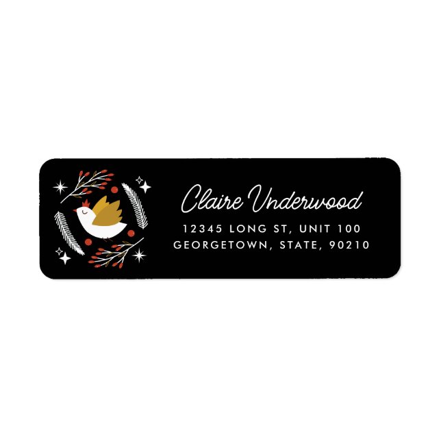 Modern Holiday Peace Dove Return Address Label (Front)