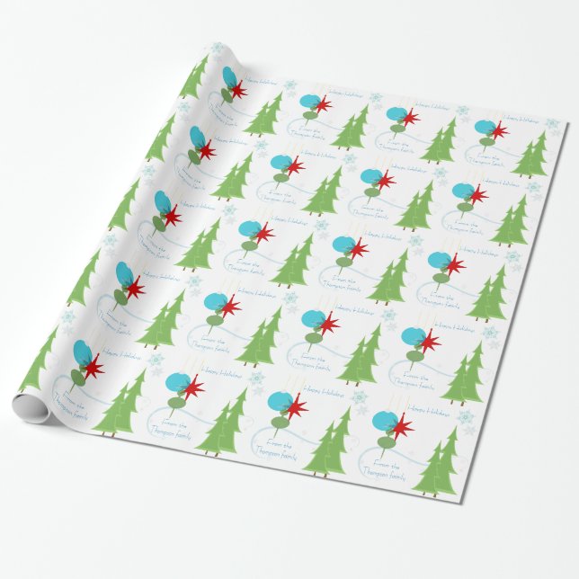 Modern Holiday Personalised Wrapping Paper (Unrolled)