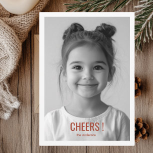 Modern Holiday Photo Card Red Cheers