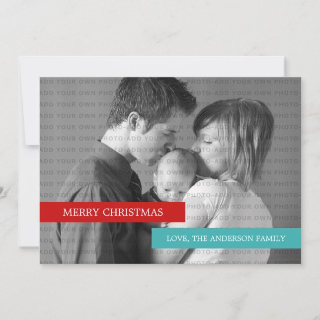 Modern Holiday Photo Card (Red/Teal) (Front)