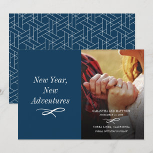 Modern Holiday Photo Engagement  Save The Date
