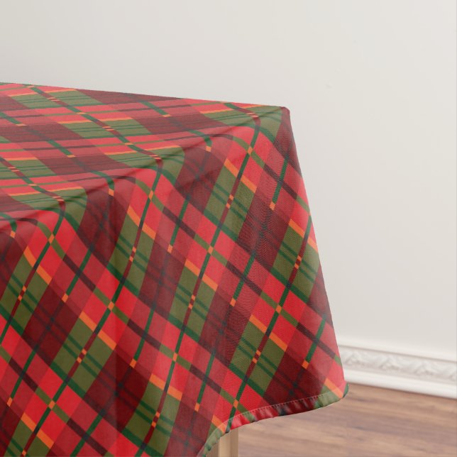 Modern Holiday Plaid Pattern in Red Green Angle Tablecloth (In Situ)
