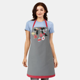 Modern Holiday Red Gold & Silver Ornaments Apron
