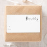 Modern Holiday Script To From Rectangle Gift<br><div class="desc">This modern holiday script to from rectangle gift label is perfect for your minimalist shabby chic boho black and white holiday present. The minimal whimsical handwritten calligraphy is delicate and rustic while staying classy and elegant. The design reflects a simple all-white winter day and evokes memories of a more simplistic...</div>