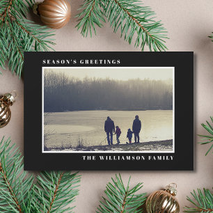 Modern Holiday Season's Greetings Photo Black Card