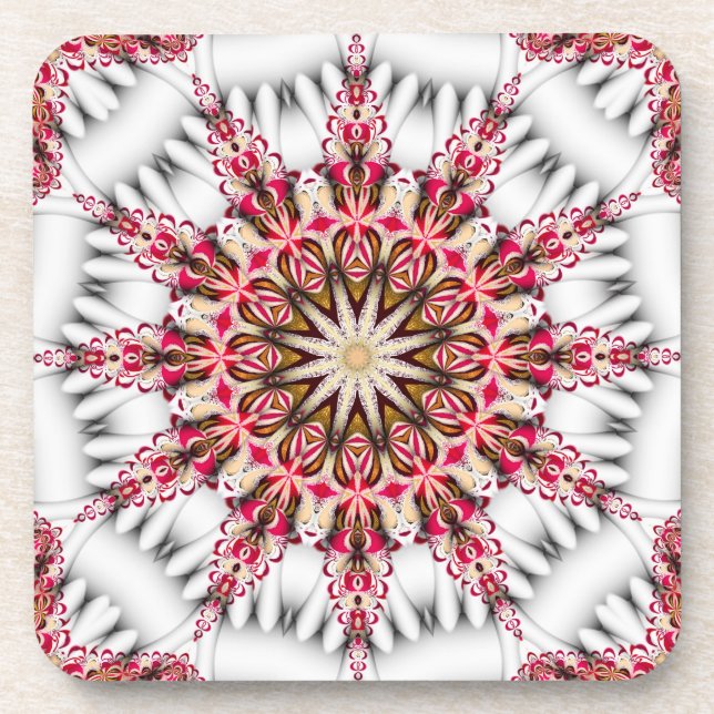 Modern Holiday Snowflake Cork Coasters (Front)