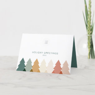 Modern Holiday Tree With Logo Folded Business  Card