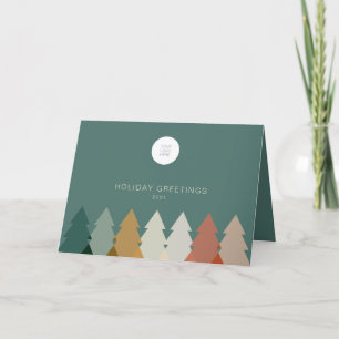 Modern Holiday Tree With Logo Folded Business  Card