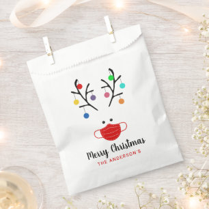 Modern Holiday Whimsical Masked Reindeer Christmas Favour Bag