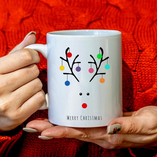 Modern Holiday Whimsical Reindeer Christmas Coffee Mug (Creator Uploaded)