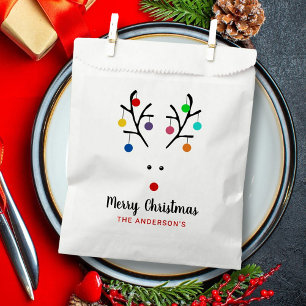 Modern Holiday Whimsical Reindeer Christmas Favour Bag