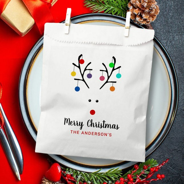 Modern Holiday Whimsical Reindeer Christmas Favour Bag (Creator Uploaded)