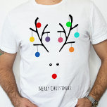 Modern Holiday Whimsical Reindeer Christmas T-Shirt<br><div class="desc">Part of the modern holiday whimsical reindeer Christmas collection this t-shirt is perfect for the daddy of the herd. The template wording can easily be changed to make this t-shirt a totally unique festive gift. Matching baby and mummy reindeer t-shirts can be found in the collection along with other items...</div>