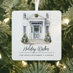 Modern Holiday Wishes Business Metal Tree Decoration