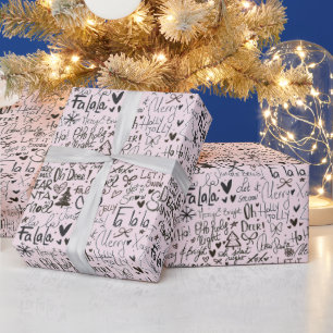 Modern Holiday Word Art Beige Christmas Wrapping Paper
