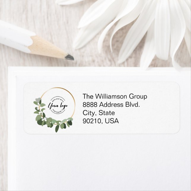 Modern Holiday Wreath Company logo return address Label (Insitu)