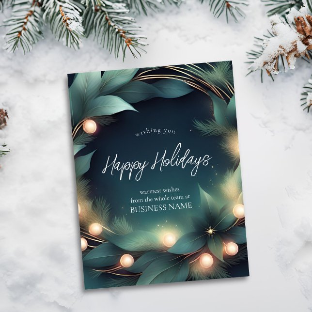 Modern Holiday Wreath Corporate Postcard (Creator Uploaded)