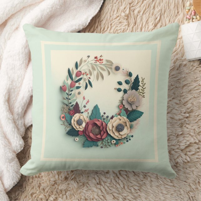 Modern Holiday Wreath Cushion (Blanket)