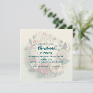 Modern Holiday Wreath Invitation