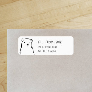 Modern Holidays Winter Polar Bear Return Address Label