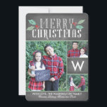 Modern Hollies Collection Holiday Card<br><div class="desc">This 3-photo Christmas card features a monogram and a simple and sweet sentiment,  all on a chalkboard background.</div>