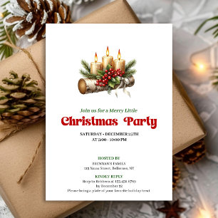 Modern Holly Berries Christmas Decoration Invite