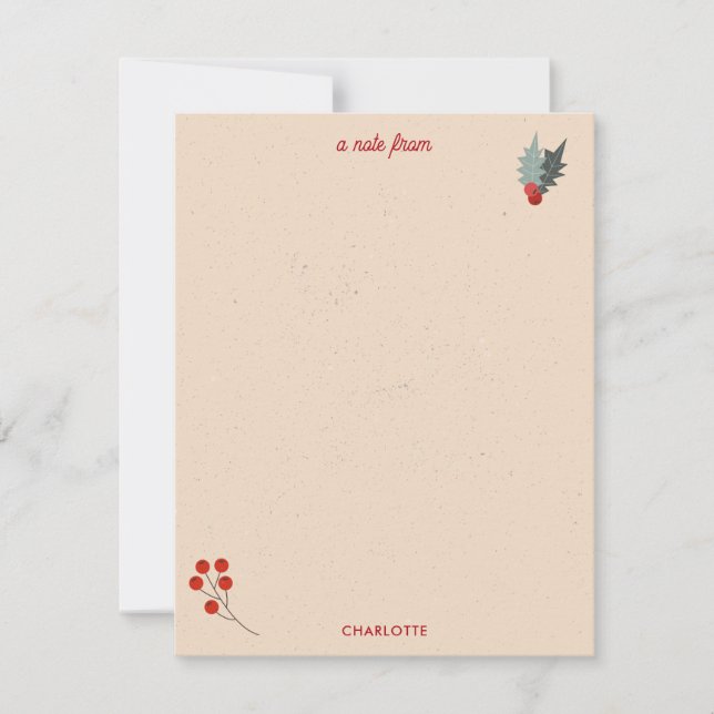 Modern Holly Berry Christmas Botanical Pattern Card (Front)