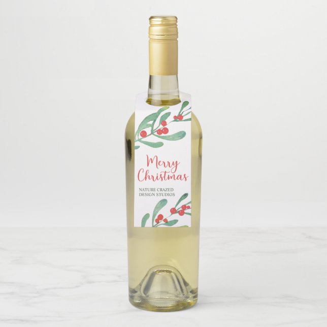 Modern Holly Company Christmas Bottle Tag (On Bottle)