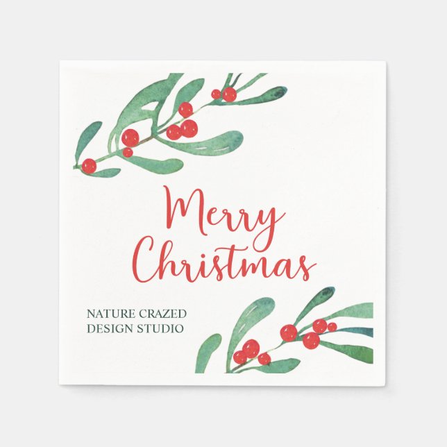 Modern Holly Company Christmas Napkin (Front)