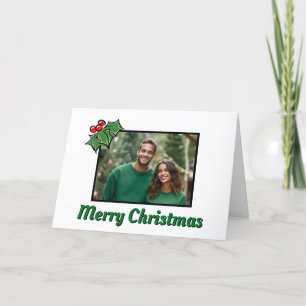 Modern Holly Leaves berries Christmas template