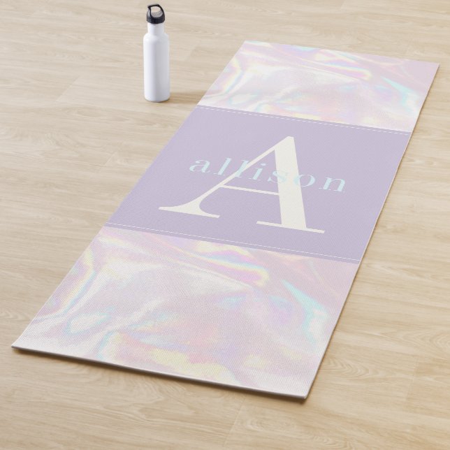 Modern Holograph Pastel Abstract Monogram Yoga Mat (In Situ)
