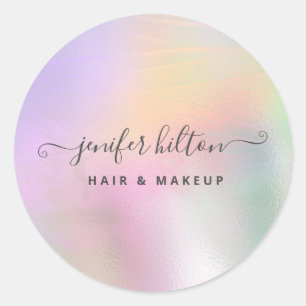 Modern holographic  abstract signature  classic round sticker