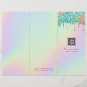 Modern Holographic Beauty Salon Tri-Fold Bruchures