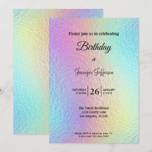 Modern holographic Birthday invitation