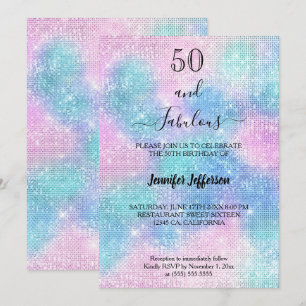 Modern holographic Birthday Invitation