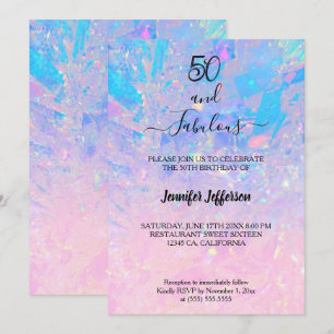 Modern holographic Birthday Invitation
