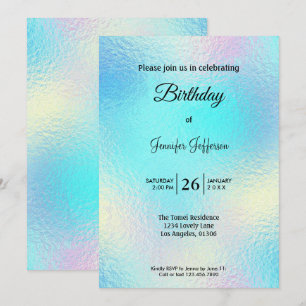 Modern holographic Birthday invitation